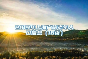 2019年上海户籍老年人口信息（16页）