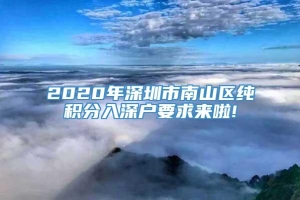 2020年深圳市南山区纯积分入深户要求来啦!
