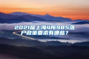 2021届上海4所985落户政策要求有哪些？