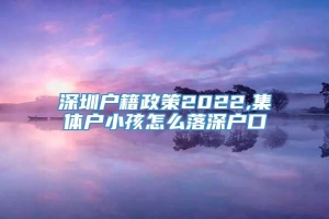 深圳户籍政策2022,集体户小孩怎么落深户口