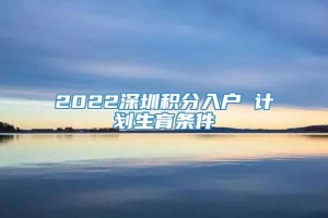 2022深圳积分入户 计划生育条件