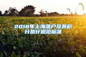 2018年上海落户及其积分执行规范标准