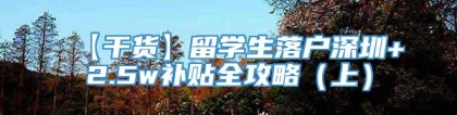 【干货】留学生落户深圳+2.5w补贴全攻略（上）