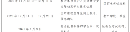 2021上海市随迁子女中考报名 及条件（附日程安排表）
