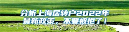 分析上海居转户2022年最新政策，不要被拒了！