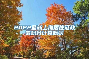 2022最新上海居住证政策积分计算规则