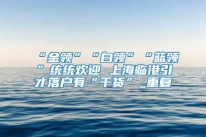 “金领”“白领”“蓝领”统统欢迎 上海临港引才落户有“干货”_重复