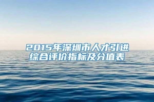 2015年深圳市人才引进综合评价指标及分值表