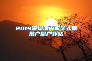 2019深圳落户留学人员落户深户补贴