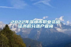 2022年深圳市职业资格证书积分落户查询
