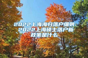2022上海海归落户细则 2022上海硕士落户新政策是什么