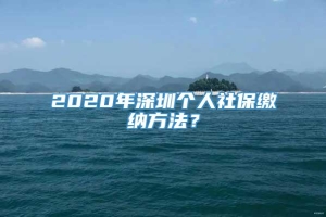 2020年深圳个人社保缴纳方法？