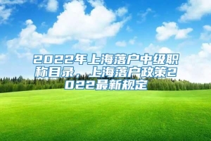 2022年上海落户中级职称目录，上海落户政策2022最新规定