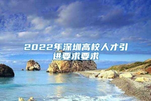 2022年深圳高校人才引进要求要求