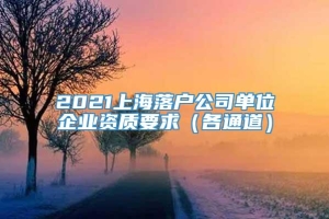 2021上海落户公司单位企业资质要求（各通道）