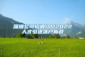 深圳公司招调入户2022人才引进落户新政
