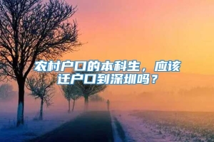 农村户口的本科生，应该迁户口到深圳吗？