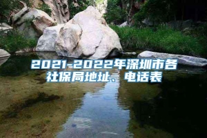 2021-2022年深圳市各社保局地址、电话表
