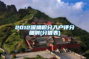 2012深圳积分入户评分细则(分值表)