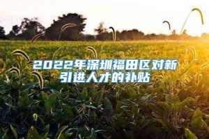 2022年深圳福田区对新引进人才的补贴