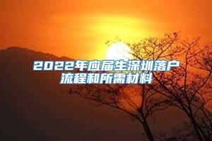 2022年应届生深圳落户流程和所需材料