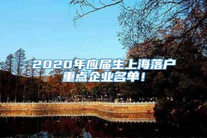 2020年应届生上海落户重点企业名单！