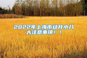 2022年上海市幼升小八大注意事项！！