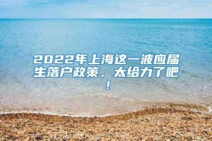 2022年上海这一波应届生落户政策，太给力了吧！