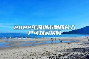 2022年深圳市刚积分入户可以买房吗
