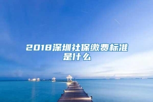 2018深圳社保缴费标准是什么