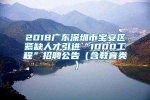 2018广东深圳市宝安区紧缺人才引进“1000工程”招聘公告（含教育类）