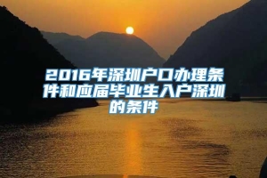 2016年深圳户口办理条件和应届毕业生入户深圳的条件