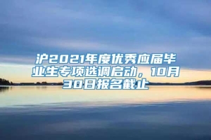 沪2021年度优秀应届毕业生专项选调启动，10月30日报名截止