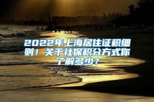2022年上海居住证积细则！关于社保积分方式你了解多少？