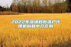 2022年深圳秒批落户代理机构和中介区别