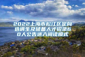 2022上海市松江区定向选调生及储备人才招录60人公告进入阅读模式