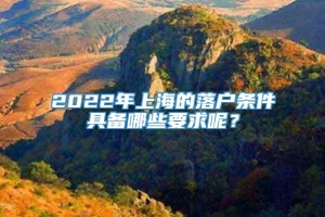 2022年上海的落户条件具备哪些要求呢？