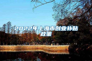 2022年上海市创业补贴政策