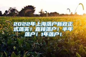 2022年上海落户新政正式落实！直接落户！半年落户！1年落户！