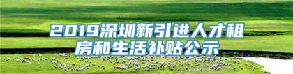 2019深圳新引进人才租房和生活补贴公示