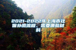 2021-2022年上海市社保补缴流程、需要哪些材料
