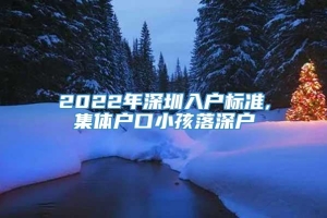 2022年深圳入户标准,集体户口小孩落深户
