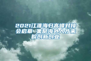 2021江淮海归高峰对接会启幕 集聚海外人才来皖创新创业