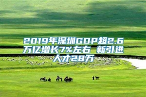 2019年深圳GDP超2.6万亿增长7%左右 新引进人才28万